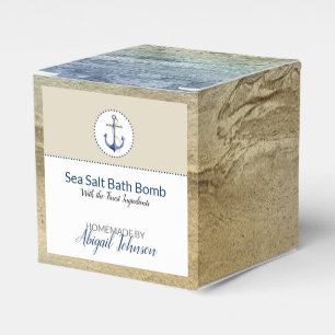 Sea Salt Bath Bomb Navy Anchor Watercolor Beach Favour Box