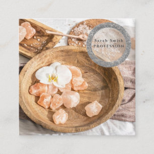 Sea salt orchids spa flower massage aromatherapy square business card