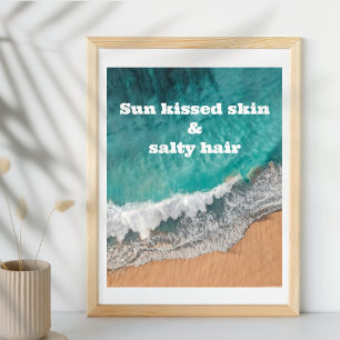 Sea sand beach blue white sun summer quote poster