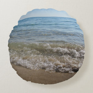 Sea & Sand Beach Waves Round Cushion