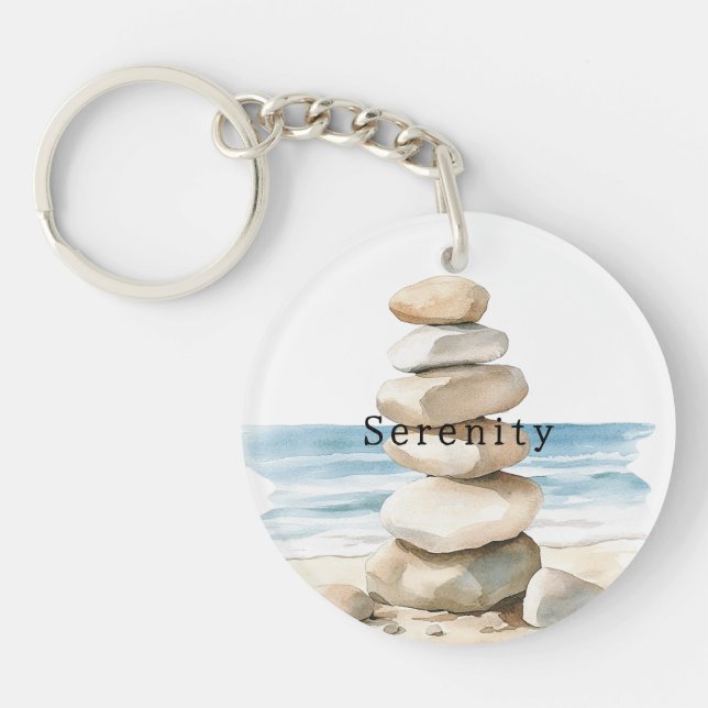 Sea Sand Rocks Serenity Beach Dream Key Ring (Front)