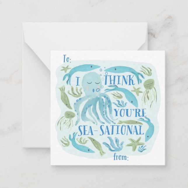Sea-sational Classroom Valentine Card (Front)