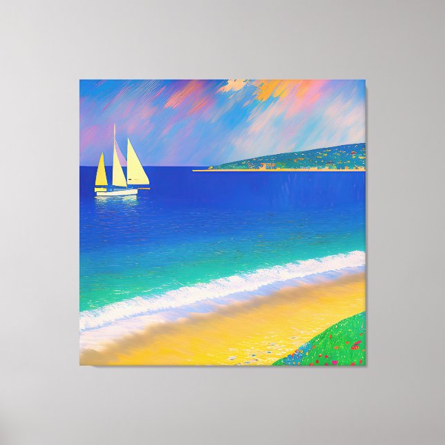 Sea Scape 09 "Yacht in the bay" Canvas Print (Front)