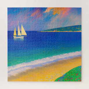 Sea Scape 09 "Yacht in the bay" Jigsaw Puzzle