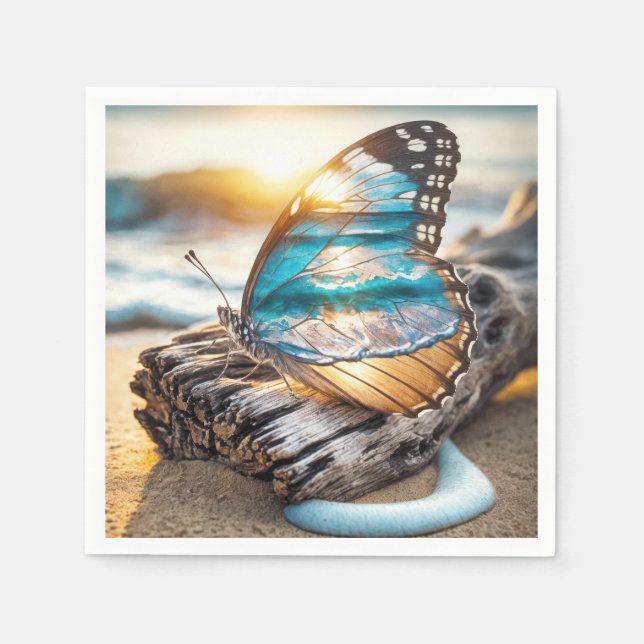 Sea Scene In Butterfly Wings Napkin (Front)