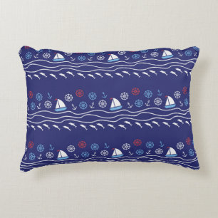 Sea seamless pattern. Vintage illustration. Decorative Cushion