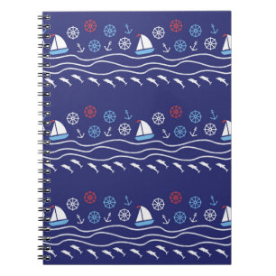Sea seamless pattern. Vintage illustration. Notebook