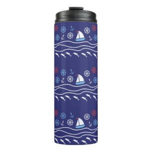 Sea seamless pattern. Vintage illustration. Thermal Tumbler