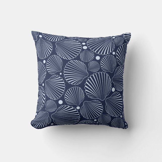Sea seamless pattern with blue shells. Summer back Cushion (Front)