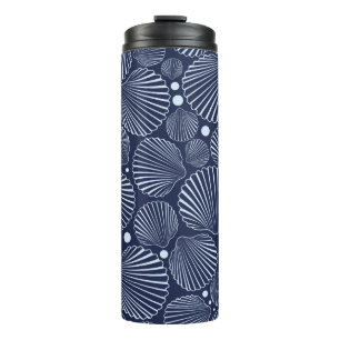 Sea seamless pattern with blue shells. Summer back Thermal Tumbler