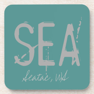 SEA Seattle Airport Code Typography Coaster