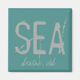 SEA Seattle Airport Code Typography Magnet