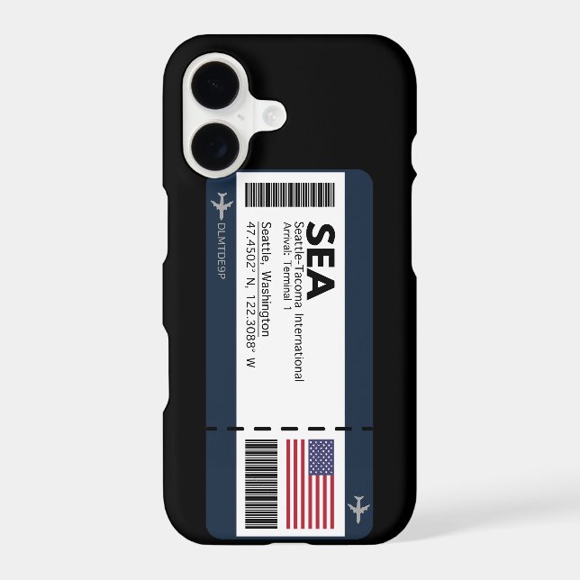 SEA Seattle Boarding Pass - USA Ticket iPhone Case (Back)