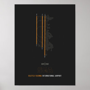 SEA - Seattle-Tacoma Airport Runway Diagram Art Poster
