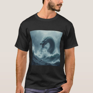 Sea Serpent Amidst Stormy Waves Sticker T-Shirt