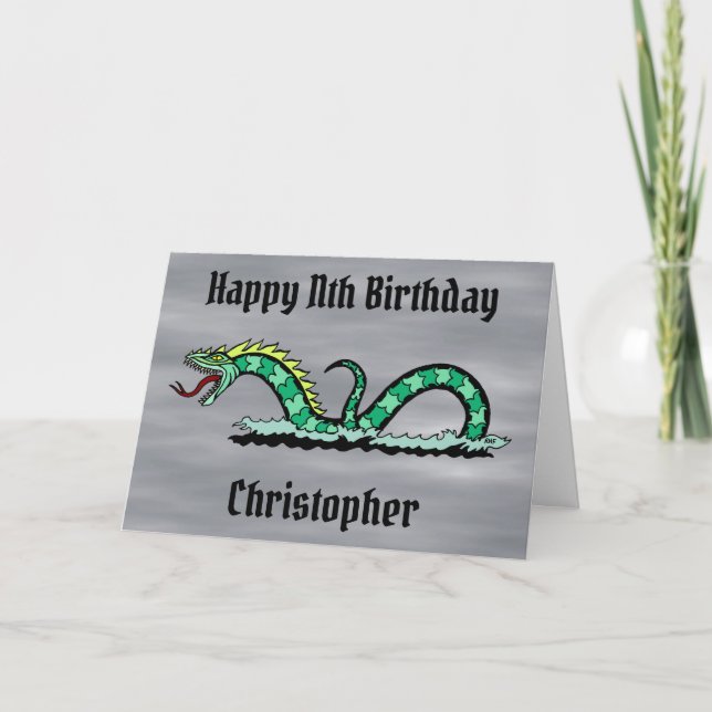 Sea Serpent Birthday Card (Front)