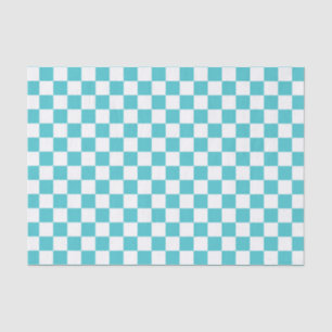 Sea Serpent Blue and White Chequerboard Pattern Tissue Paper
