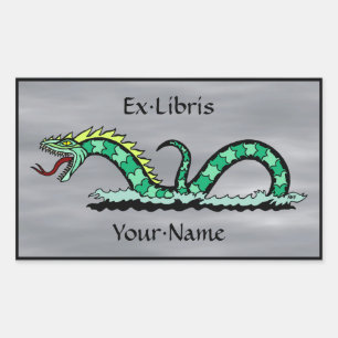 Sea Serpent Bookplate Rectangular Sticker