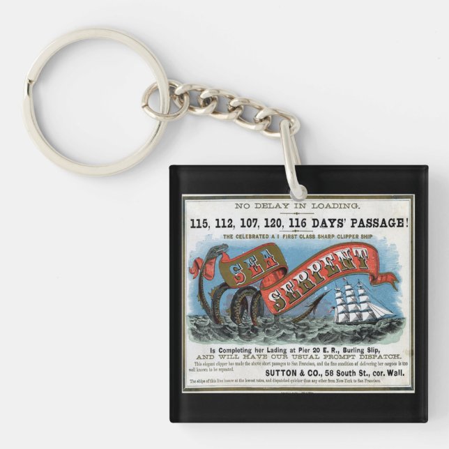 Sea Serpent Clipper Sailing  Key Ring (Front)