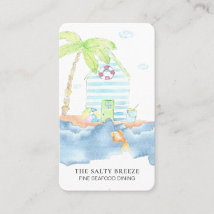 *~* Sea Shack Ring Buoy Fish Palm Dining Beach Business Card