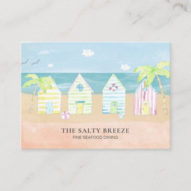 *~* Sea Shacks Sand Bucket Dining Beach Tropical Business Card (Front)