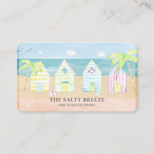 *~* Sea Shacks Sand Bucket Palm Dining Beach Business Card