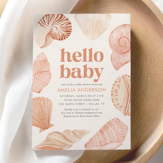 Sea Shell Beach Baby Shower Invitation (Creator Uploaded)