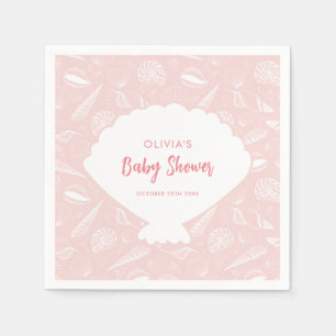 Sea Shell Beach Pink Girls Ocean Baby Shower Napkin