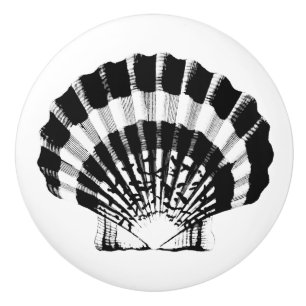 Sea Shell - black and white Ceramic Knob