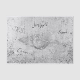 Sea Shell Black And White Vintage Texture Script Tissue Paper