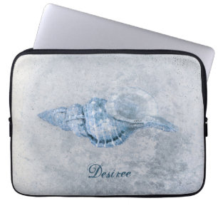 Sea Shell Blue Antique Vintage Ocean Beach Texture Laptop Sleeve