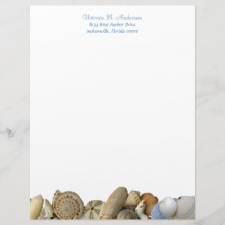 Sea Shell Border Letterhead, 2 Customized Letterhead