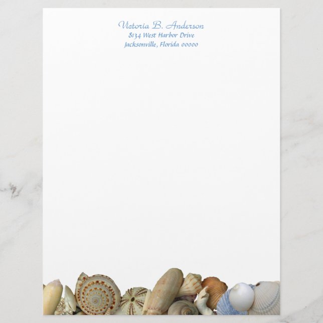 Sea Shell Border Letterhead, 2 Customized Letterhead (Front)