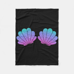 Sea Shell Bra Mermaid Birthday Beach Party Hallowe Fleece Blanket