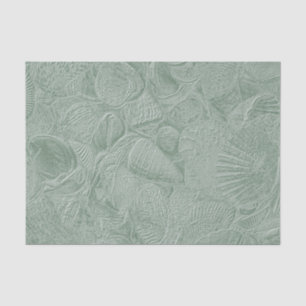 Sea Shell Coastal Beach Sage Green Decoupage Tissue Paper