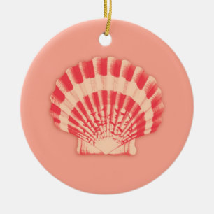 Sea Shell - coral and peach Ceramic Tree Decoration