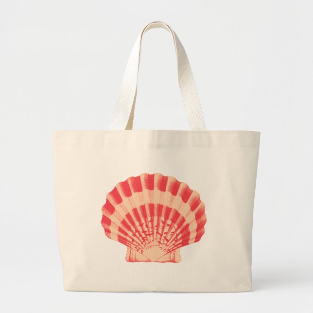 Sea shell - coral and peach large tote bag (Front)