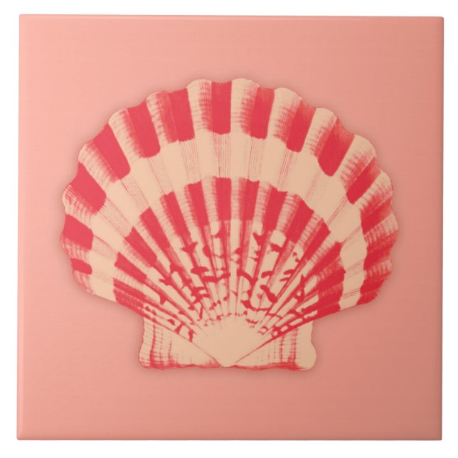 Sea shell - coral and peach tile (Front)