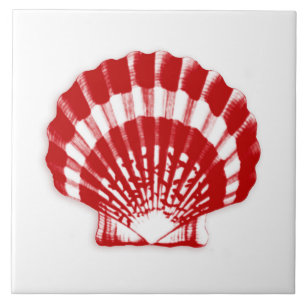 Sea Shell - deep red and white Tile