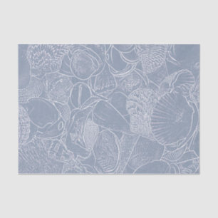 Sea Shell Dusty Blue Coastal Beach Decoupage Tissue Paper