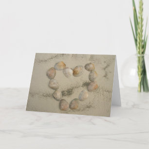 Sea Shell Heart on Handmade, Recycled Paper Holiday Card