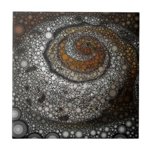 Sea Shell In Black And Gold Tile