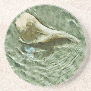 Sea Shell in Moving Water Abstract Impressionism Coaster