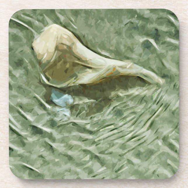 Sea Shell in Moving Water Abstract Impressionism Coaster (Front)