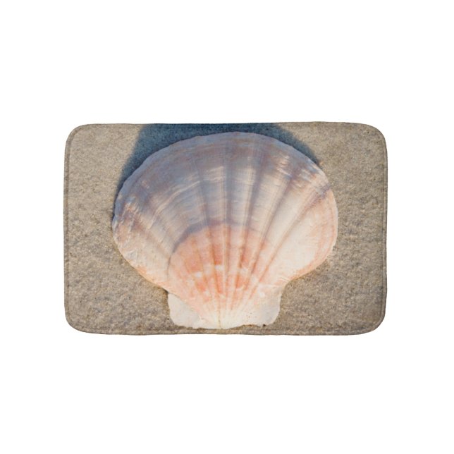 Sea Shell Laying On Sandy Beach Bath Mat (Front)