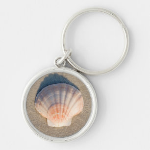 Sea Shell Laying On Sandy Beach Key Ring