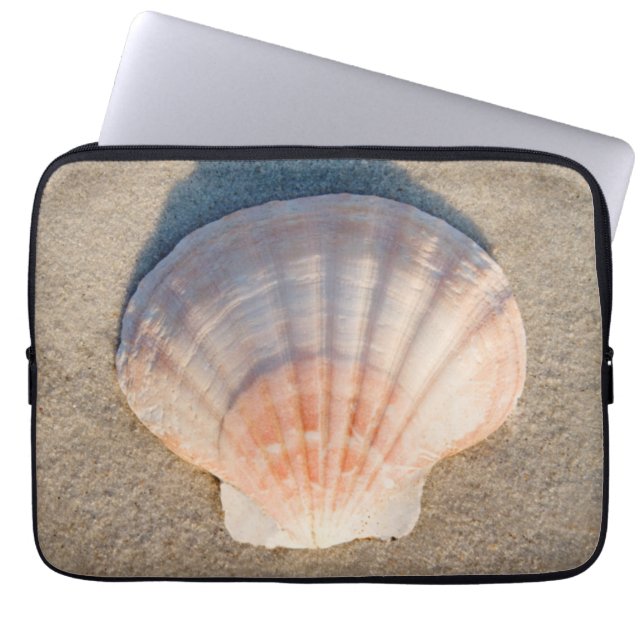 Sea Shell Laying On Sandy Beach Laptop Sleeve (Front)