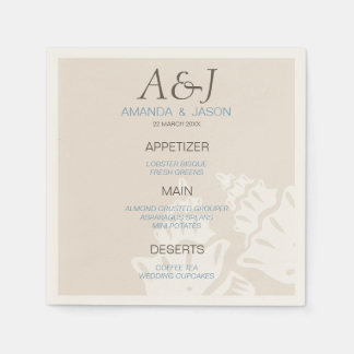 Sea Shell Menu Beach Wedding Paper Napkins