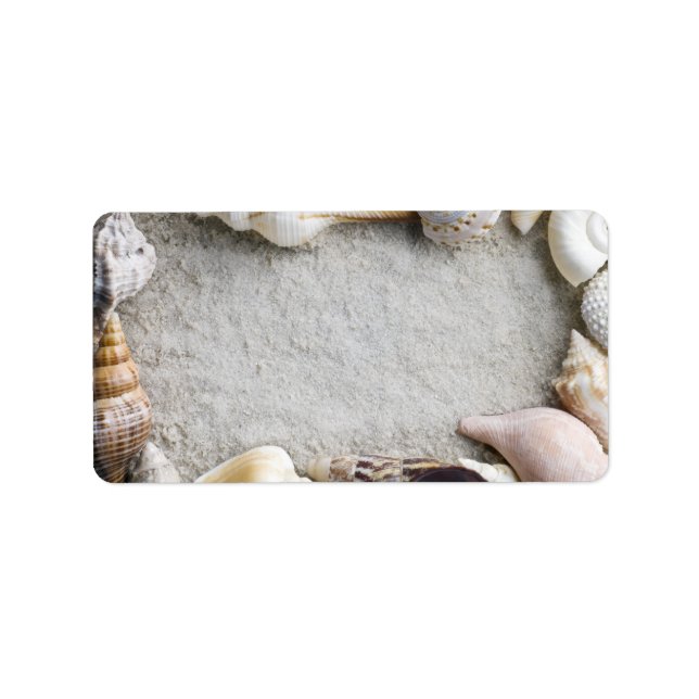Sea Shell Sand Background - Beach Shells Customise Label (Front)