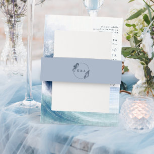 Sea Shell Seahorse Nautical Monogram Beach Wedding Invitation Belly Band